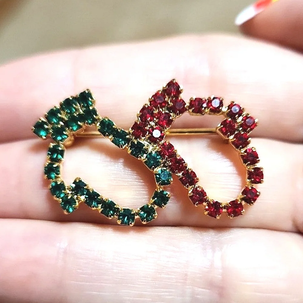 Saks 5th Avenue Set Of 2 Swarovski Crystal Christmas Pins